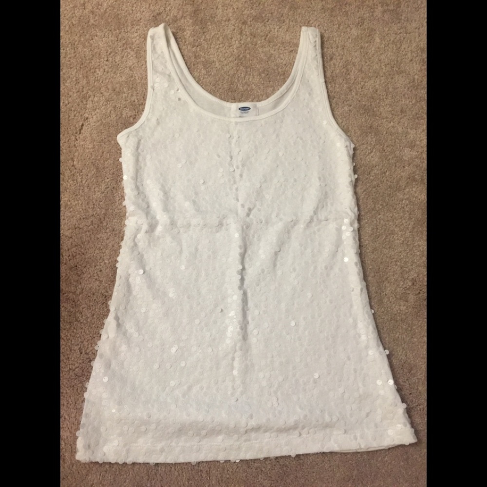 White sequin tank